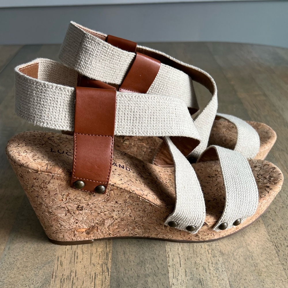 Lucky brand cork wedge. Size 8